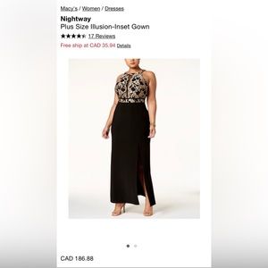 Black & Gold Floor Length Gown (size 22W)